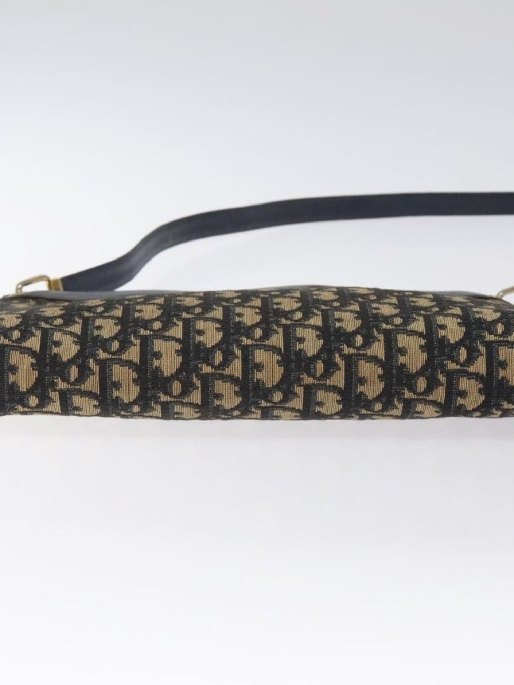 Christian Dior Trotter Canvas Shoulder Bag Navy Gold Auth BA3029 - Picture 6 of 16